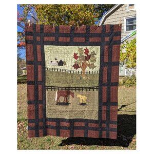 Donna Sharp Quilt Horses Barn, Farm, Country 62" x 50" New Condition
